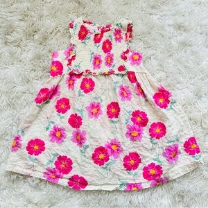 ZARA smocked organic cotton White pink dress